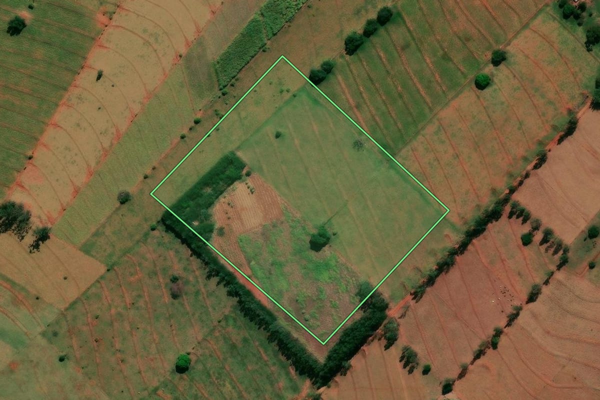 Imagem de satélite do imóvel rural em Santo Antônio do Caiuá (PR), com o contorno declarado no CAR desenhado por cima.