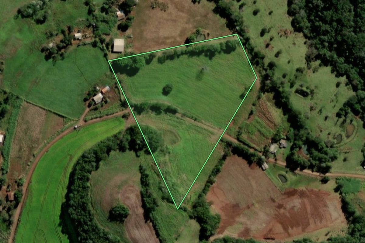 Imagem de satélite do imóvel rural em Santo Antônio do Sudoeste (PR), com o contorno declarado no CAR desenhado por cima.