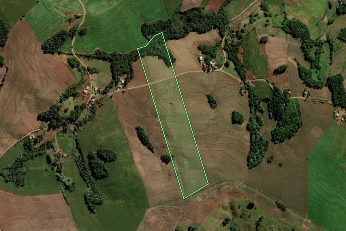 Imagem de satélite do imóvel rural em Santo Antônio do Sudoeste (PR), com o contorno declarado no CAR desenhado por cima.