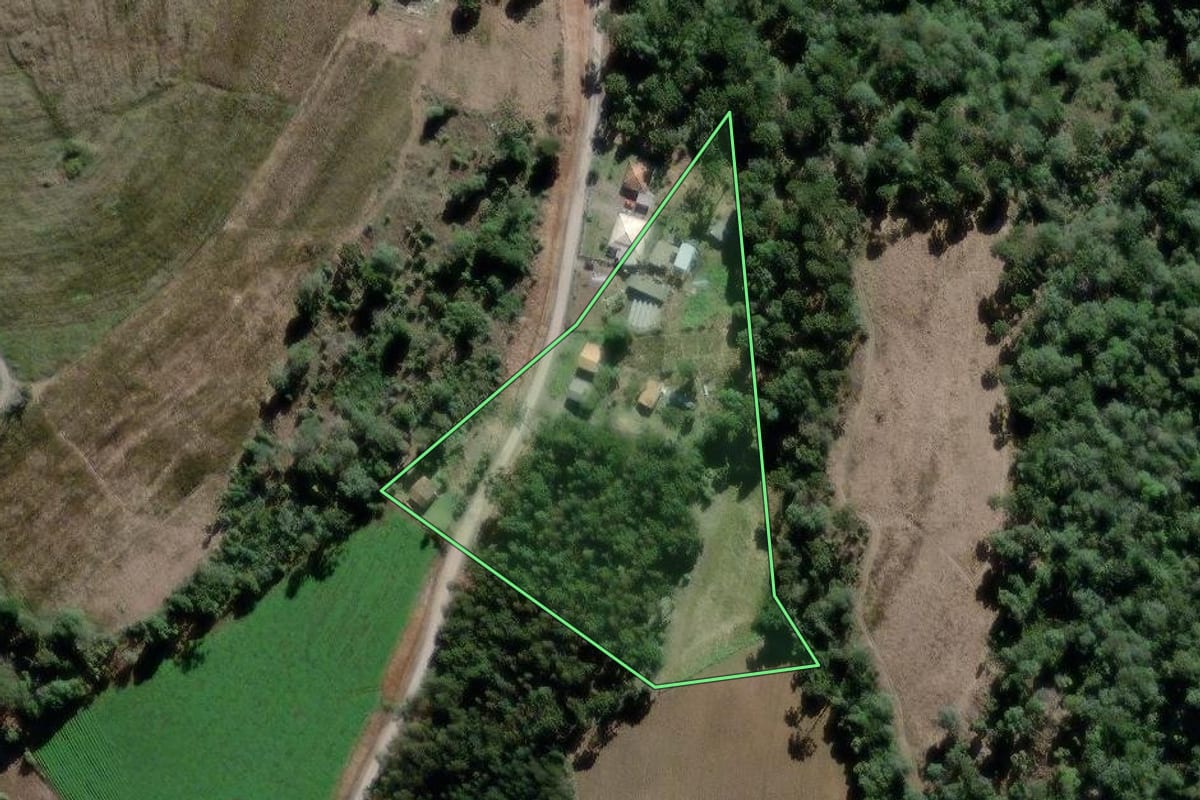 Imagem de satélite do imóvel rural em São João do Triunfo (PR), com o contorno declarado no CAR desenhado por cima.