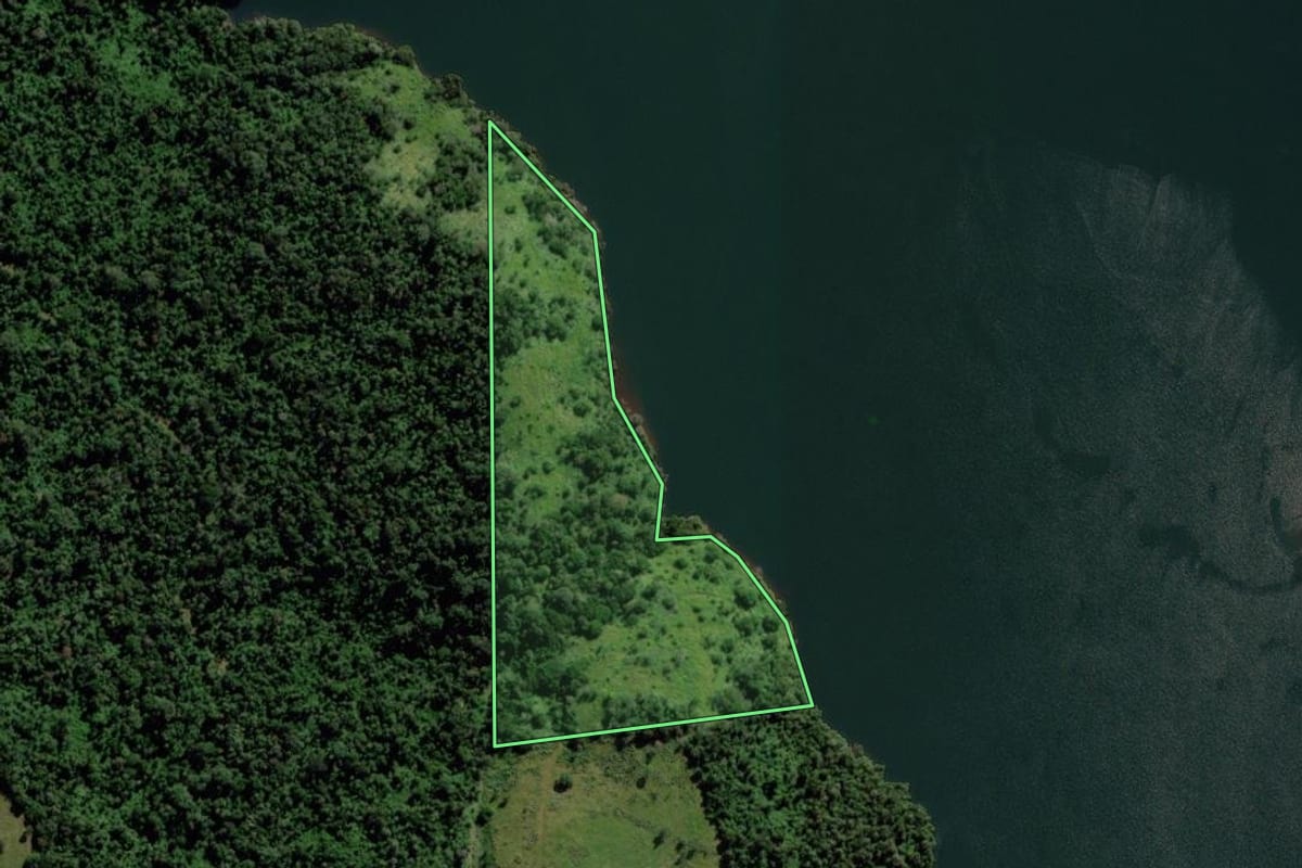 Imagem de satélite do imóvel rural em São Jorge d'Oeste (PR), com o contorno declarado no CAR desenhado por cima.