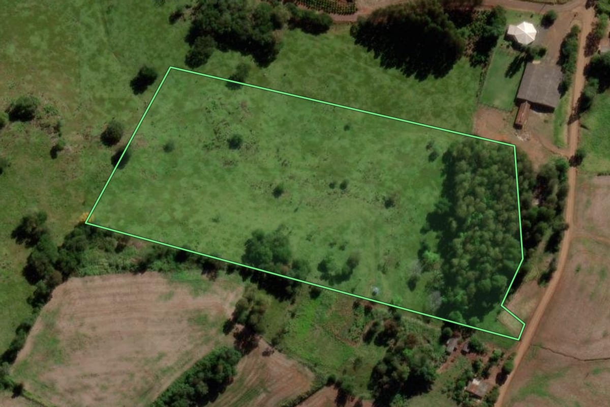 Imagem de satélite do imóvel rural em São Jorge d'Oeste (PR), com o contorno declarado no CAR desenhado por cima.