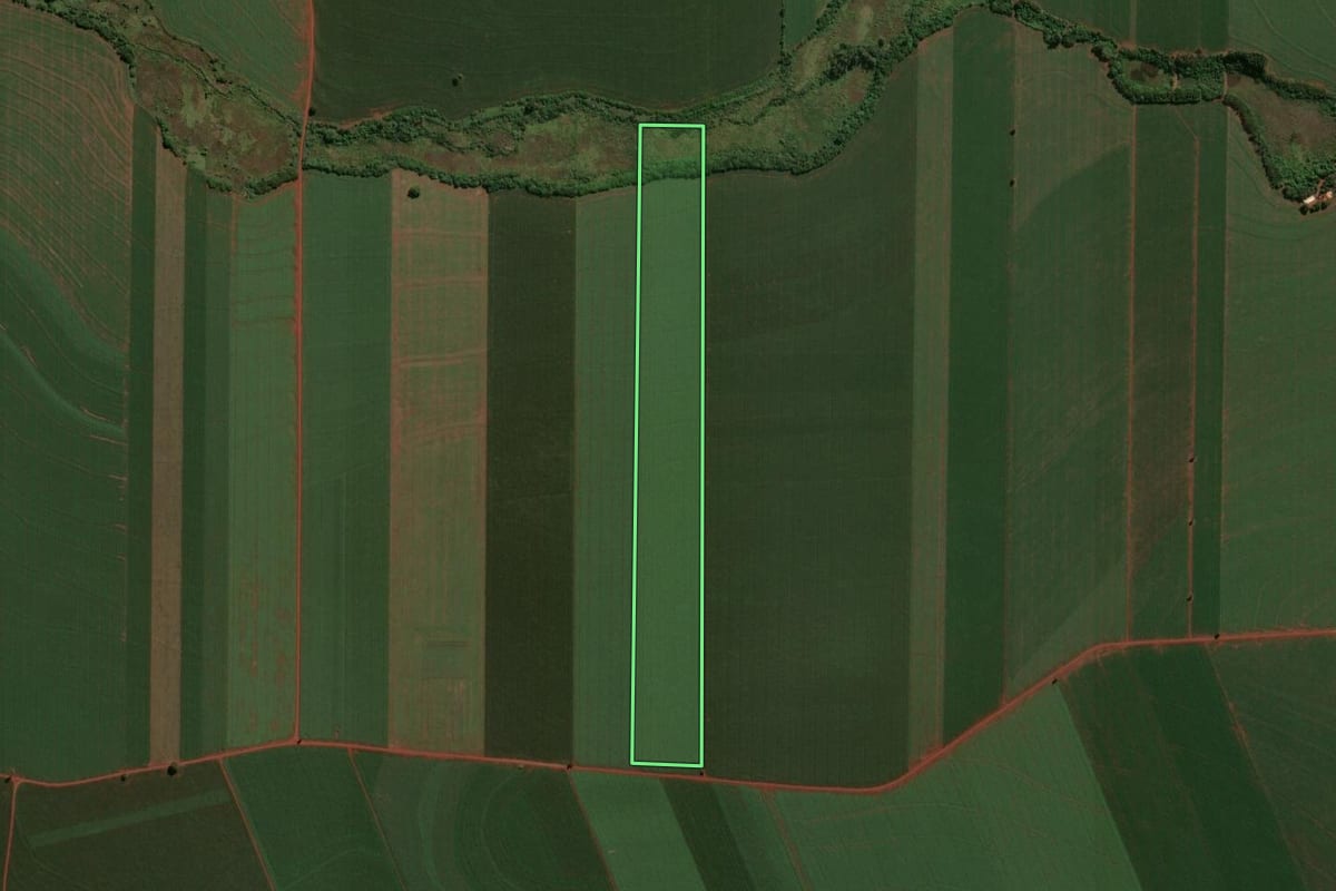 Imagem de satélite do imóvel rural em São Jorge do Ivaí (PR), com o contorno declarado no CAR desenhado por cima.