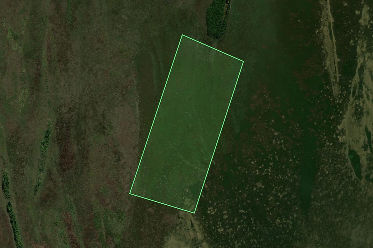 Imagem de satélite do imóvel rural em São Jorge do Patrocínio (PR), com o contorno declarado no CAR desenhado por cima.