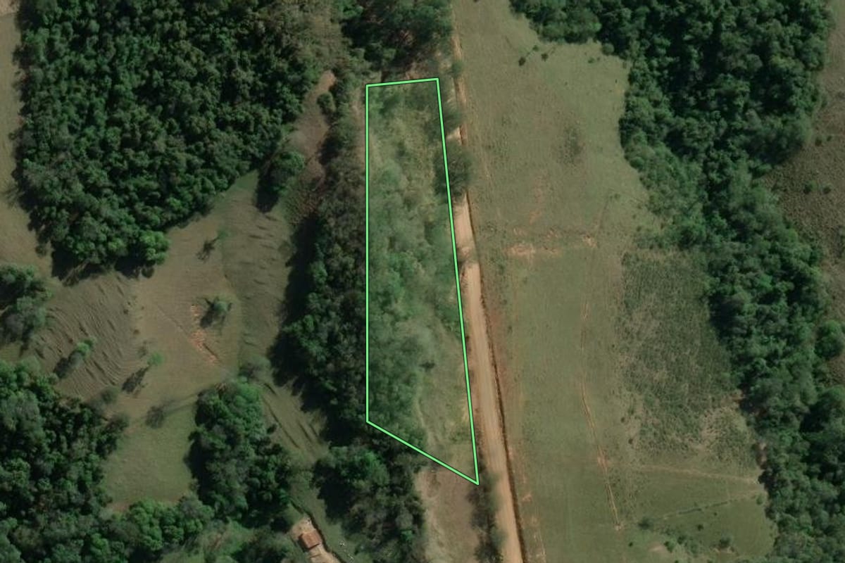 Imagem de satélite do imóvel rural em São José da Boa Vista (PR), com o contorno declarado no CAR desenhado por cima.