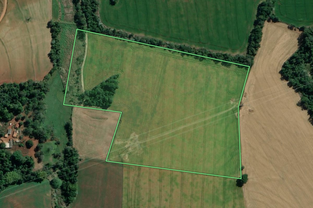 Imagem de satélite do imóvel rural em São José da Boa Vista (PR), com o contorno declarado no CAR desenhado por cima.