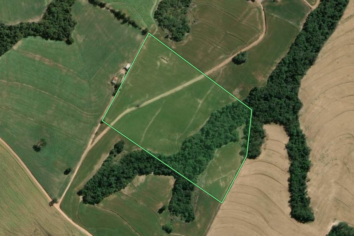 Imagem de satélite do imóvel rural em São José da Boa Vista (PR), com o contorno declarado no CAR desenhado por cima.