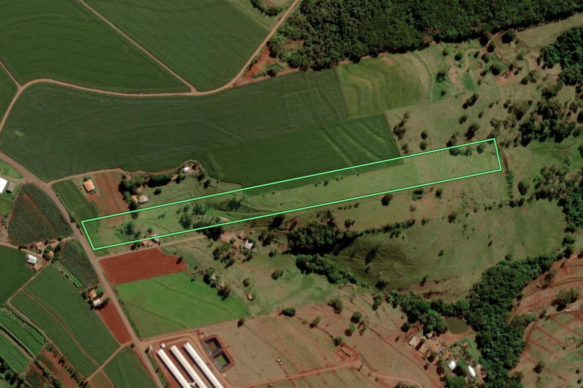 Imagem de satélite do imóvel rural em São José das Palmeiras (PR), com o contorno declarado no CAR desenhado por cima.