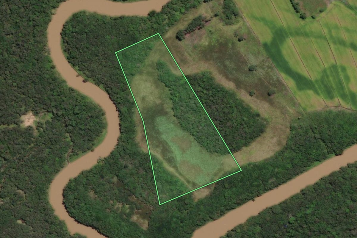 Imagem de satélite do imóvel rural em São Mateus do Sul (PR), com o contorno declarado no CAR desenhado por cima.