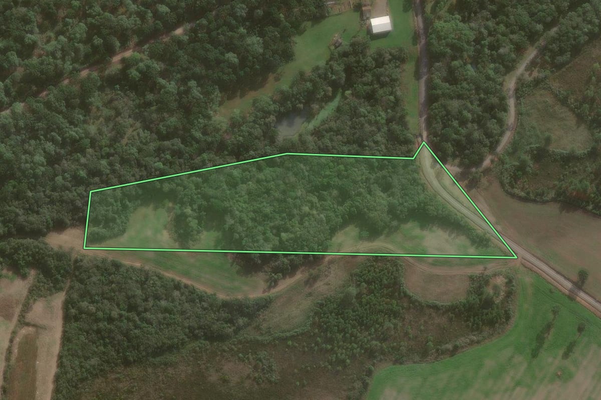 Imagem de satélite do imóvel rural em São Mateus do Sul (PR), com o contorno declarado no CAR desenhado por cima.