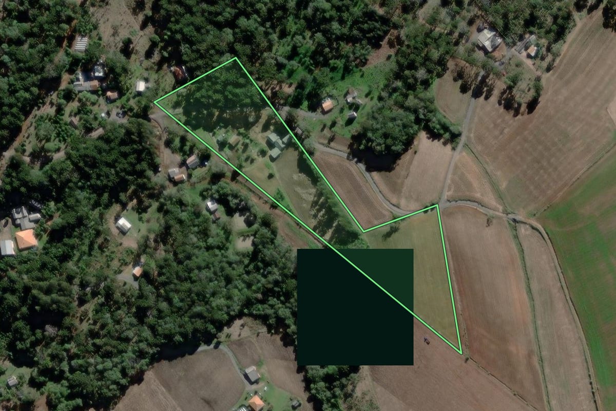 Imagem de satélite do imóvel rural em São Mateus do Sul (PR), com o contorno declarado no CAR desenhado por cima.