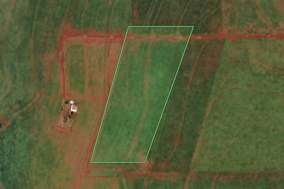 Imagem de satélite do imóvel rural em São Miguel do Iguaçu (PR), com o contorno declarado no CAR desenhado por cima.