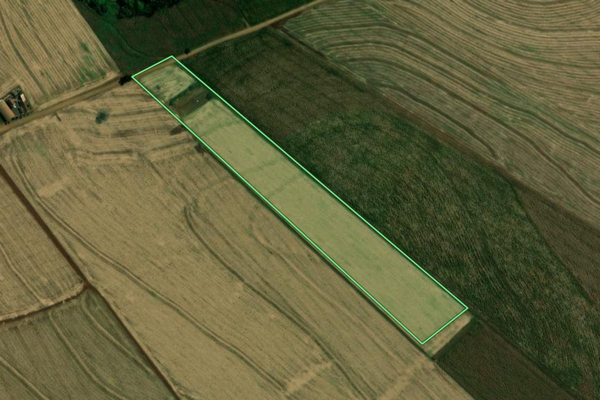 Imagem de satélite do imóvel rural em São Pedro do Ivaí (PR), com o contorno declarado no CAR desenhado por cima.