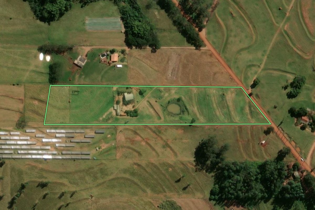 Imagem de satélite do imóvel rural em São Tomé (PR), com o contorno declarado no CAR desenhado por cima.