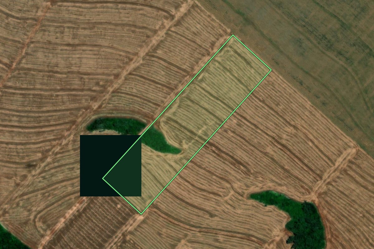 Imagem de satélite do imóvel rural em Serranópolis do Iguaçu (PR), com o contorno declarado no CAR desenhado por cima.