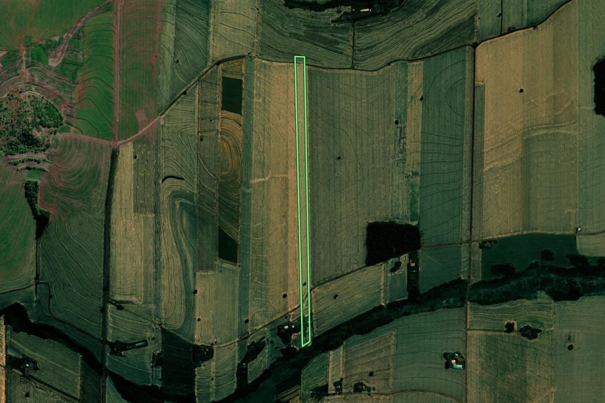 Imagem de satélite do imóvel rural em Sertanópolis (PR), com o contorno declarado no CAR desenhado por cima.