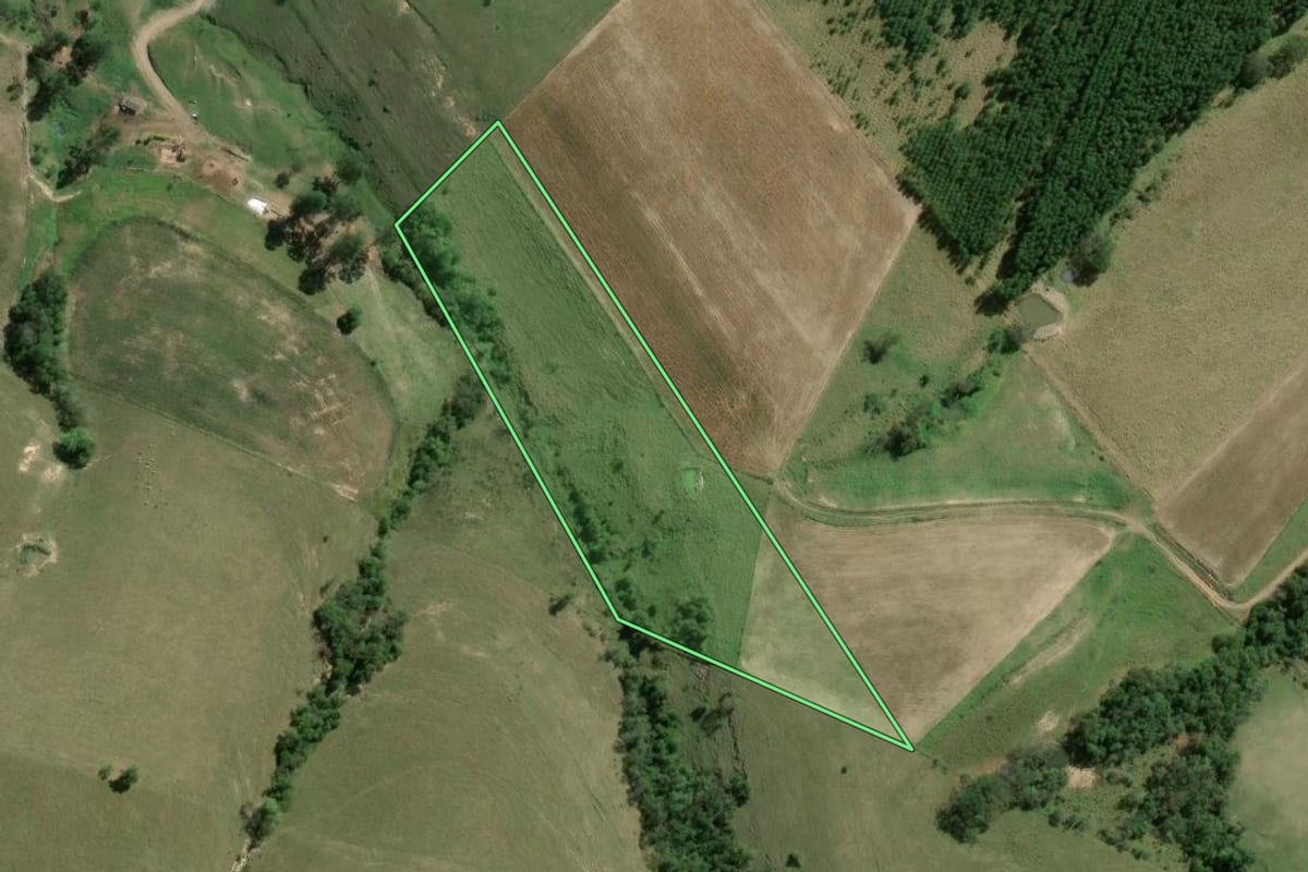 Imagem de satélite do imóvel rural em Siqueira Campos (PR), com o contorno declarado no CAR desenhado por cima.