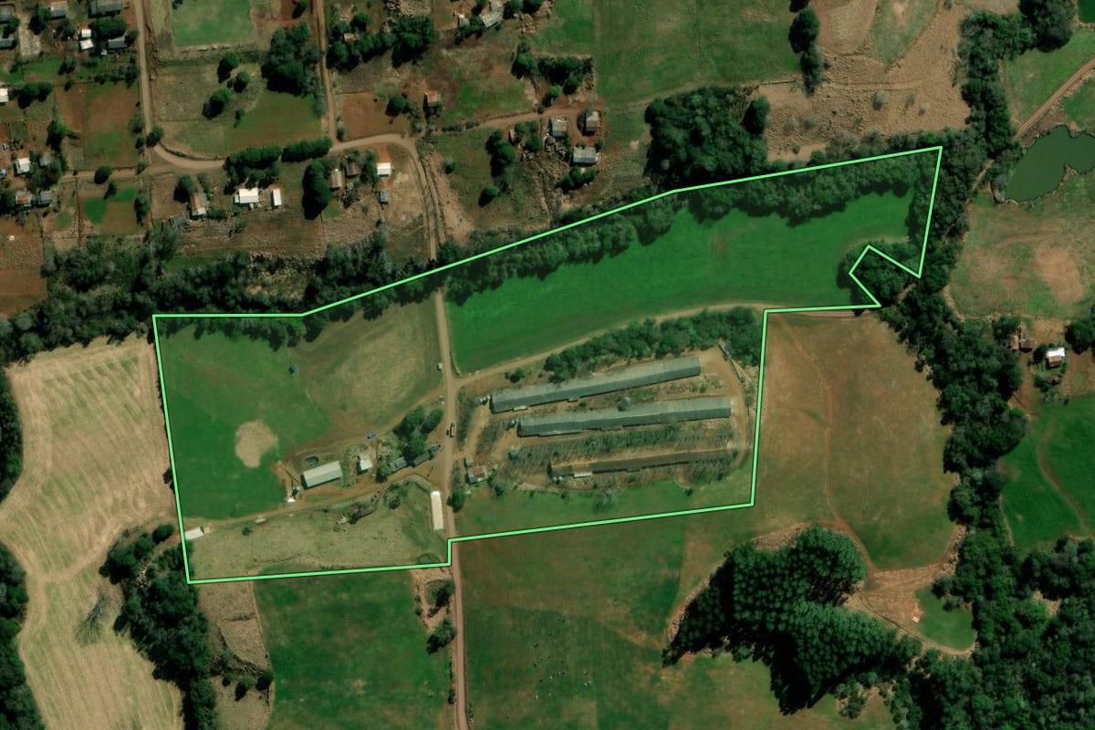 Imagem de satélite do imóvel rural em Sulina (PR), com o contorno declarado no CAR desenhado por cima.