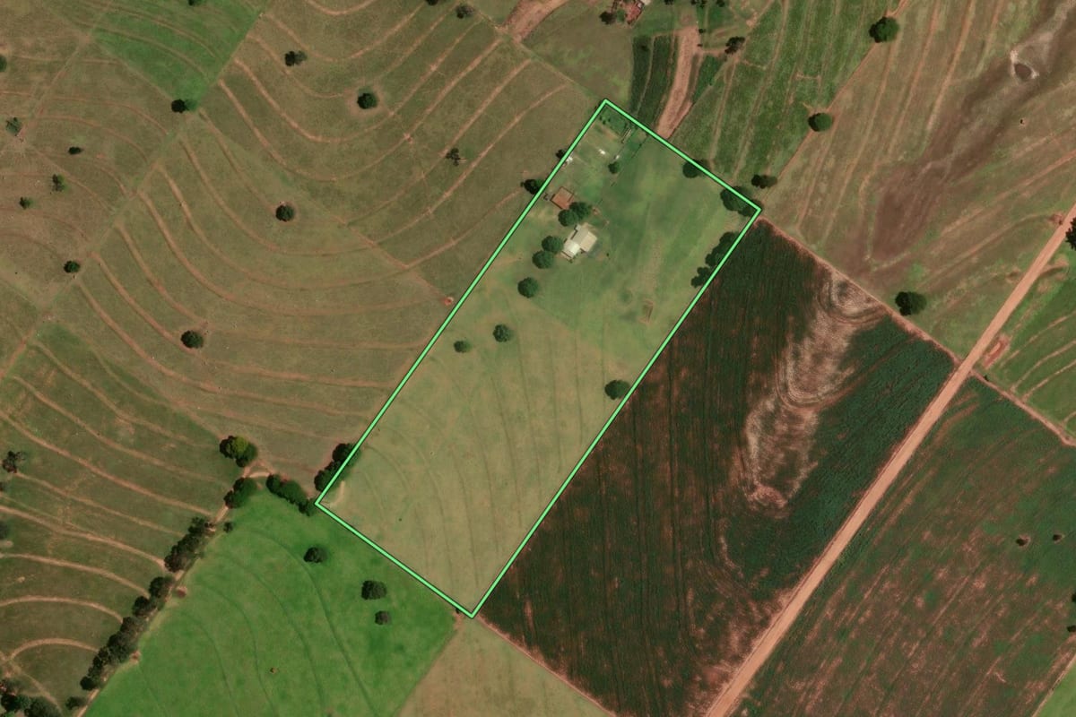 Imagem de satélite do imóvel rural em Tapira (PR), com o contorno declarado no CAR desenhado por cima.