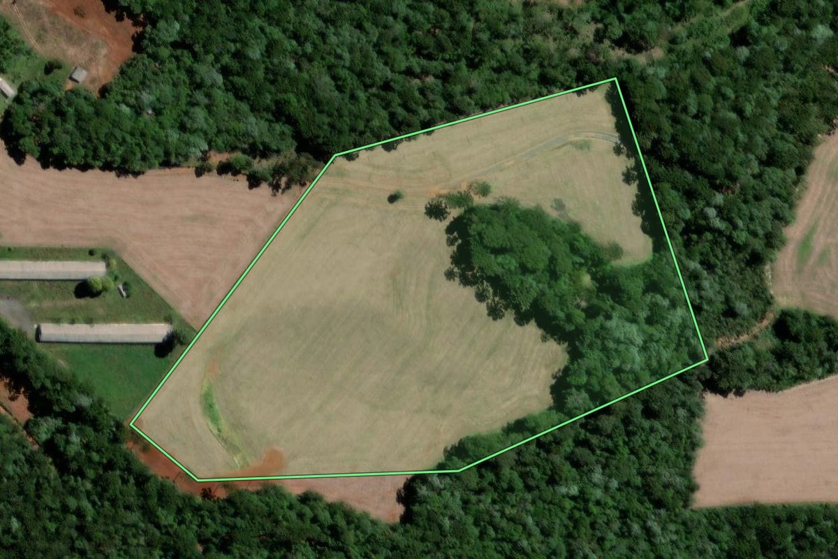 Imagem de satélite do imóvel rural em Teixeira Soares (PR), com o contorno declarado no CAR desenhado por cima.