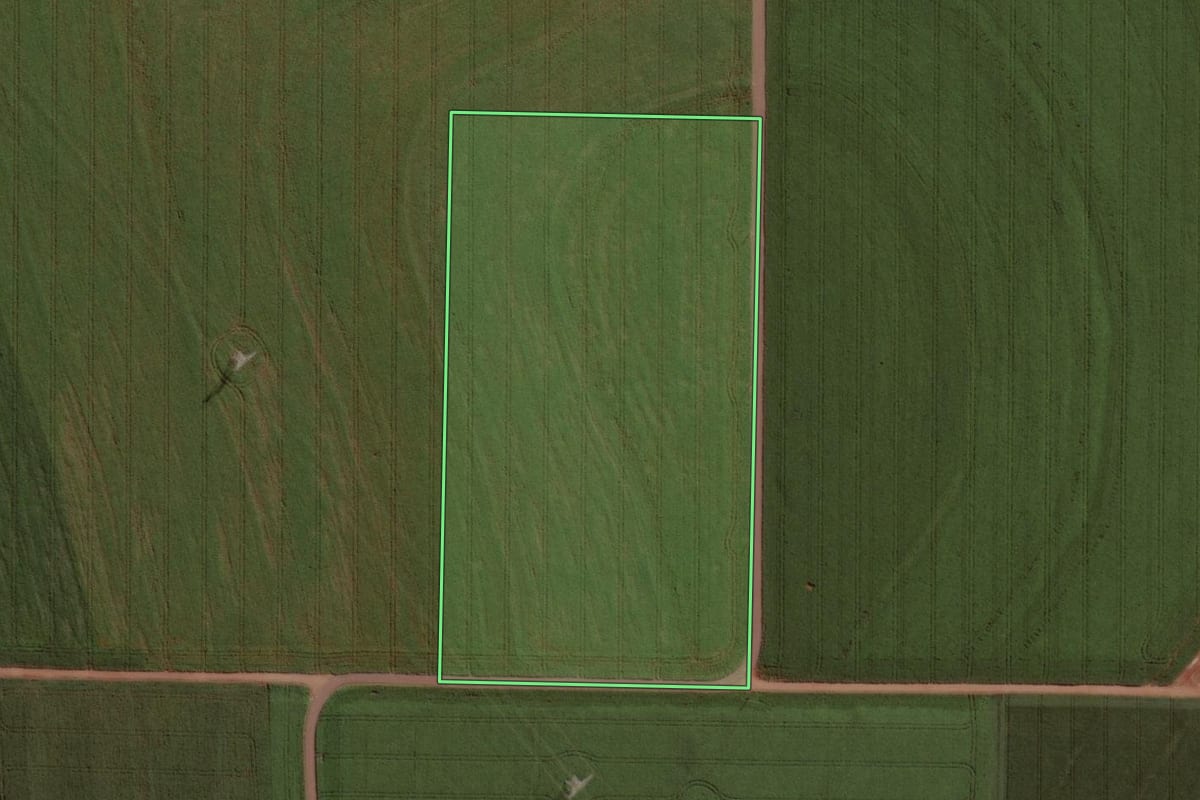 Imagem de satélite do imóvel rural em Toledo (PR), com o contorno declarado no CAR desenhado por cima.