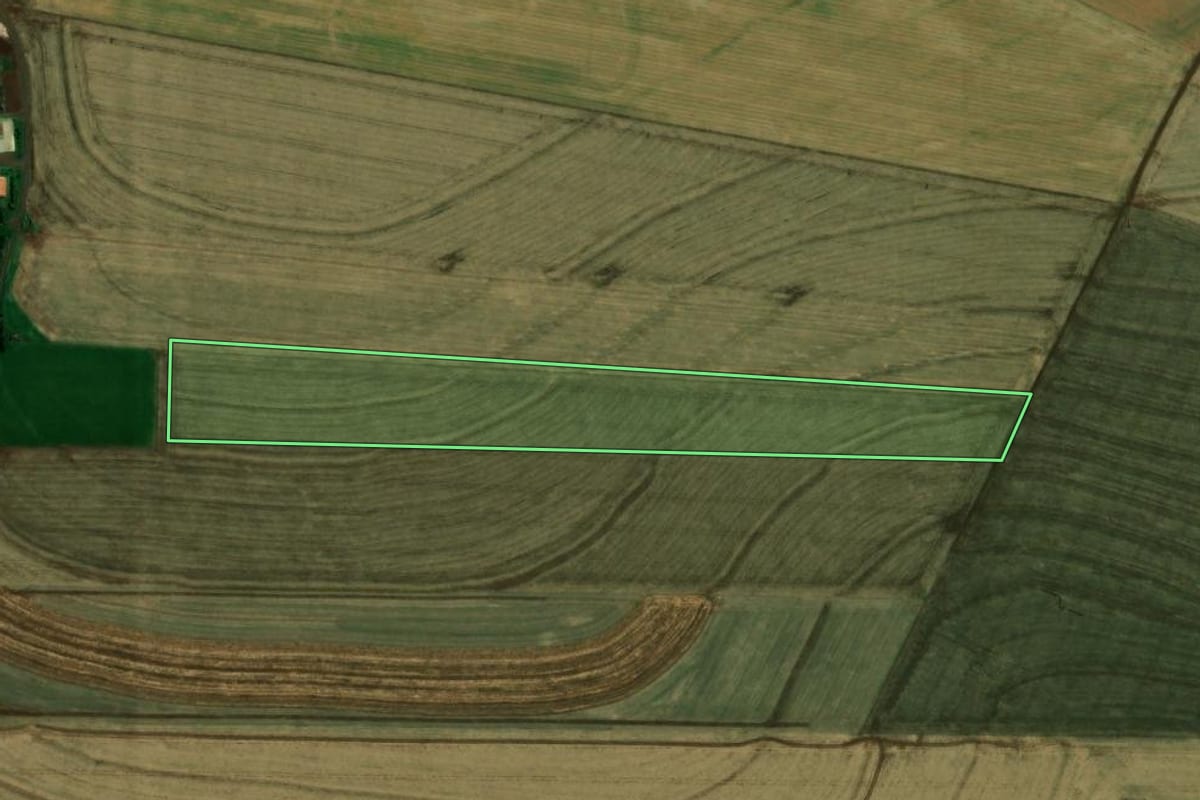 Imagem de satélite do imóvel rural em Toledo (PR), com o contorno declarado no CAR desenhado por cima.