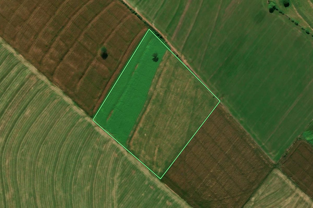 Imagem de satélite do imóvel rural em Tuneiras do Oeste (PR), com o contorno declarado no CAR desenhado por cima.