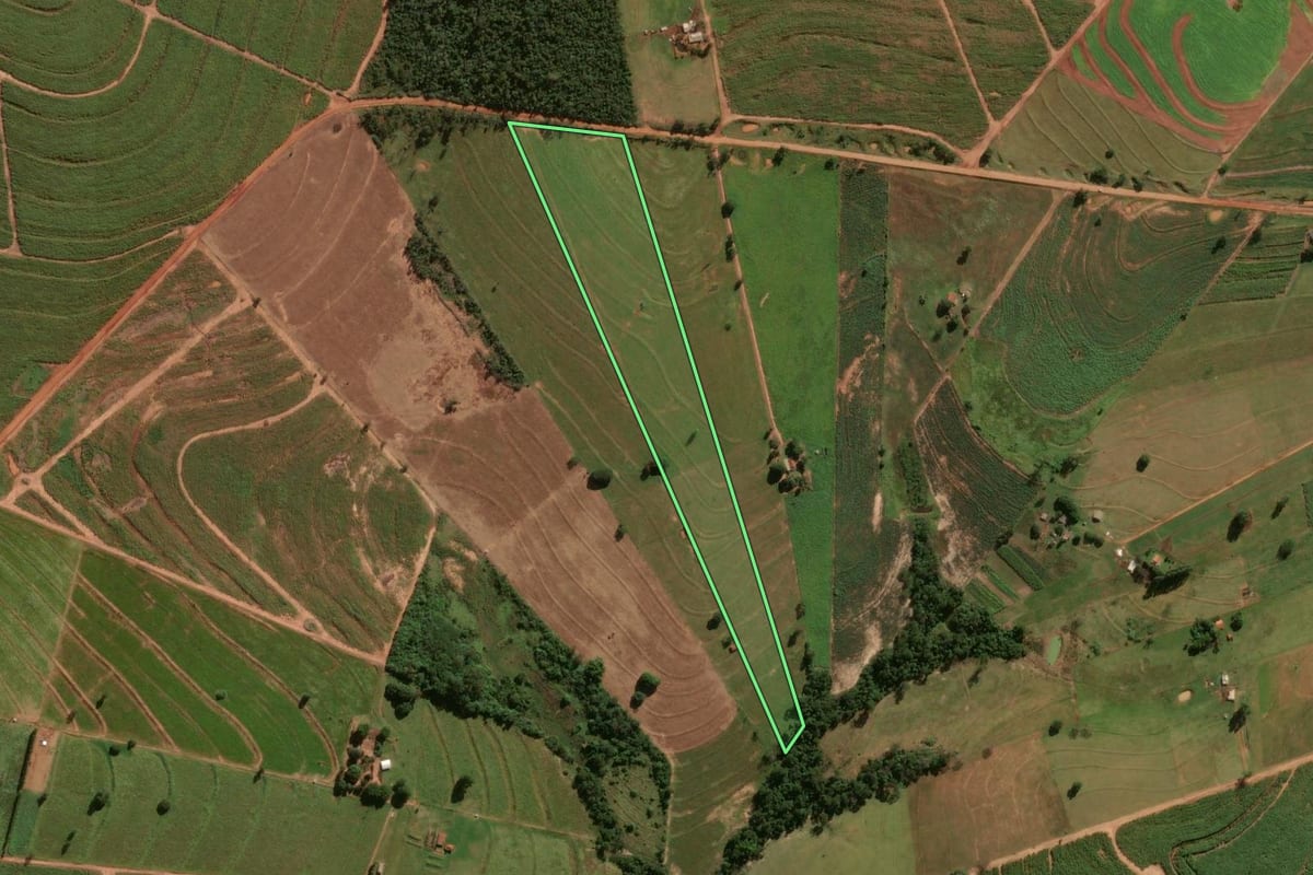 Imagem de satélite do imóvel rural em Tuneiras do Oeste (PR), com o contorno declarado no CAR desenhado por cima.