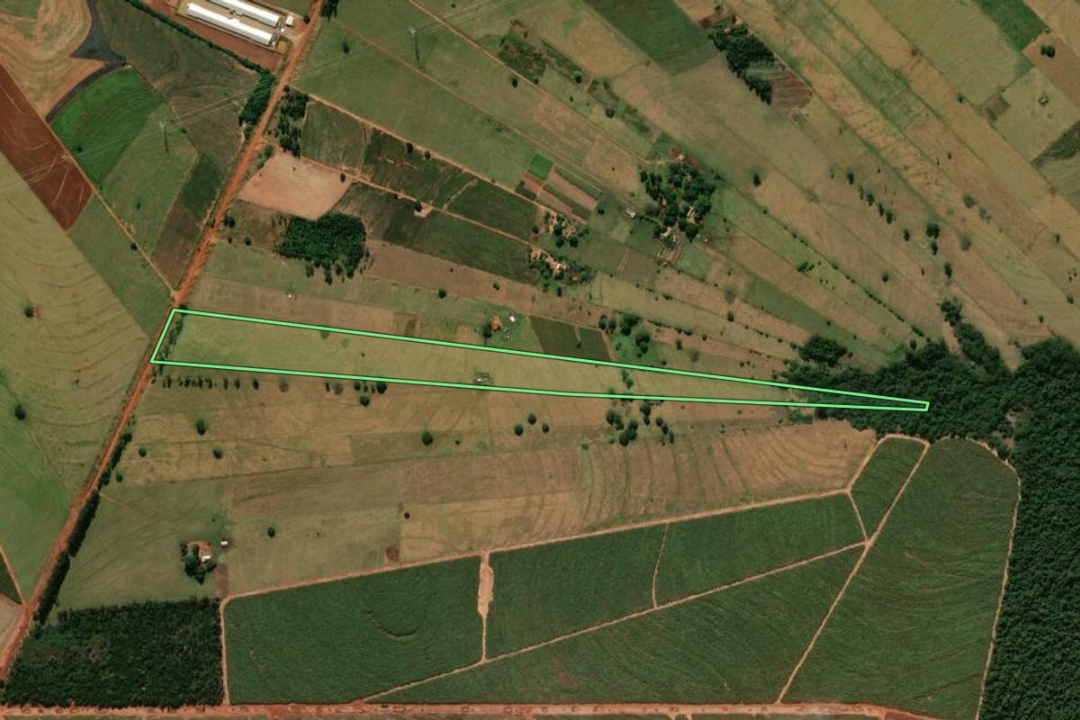 Imagem de satélite do imóvel rural em Tuneiras do Oeste (PR), com o contorno declarado no CAR desenhado por cima.