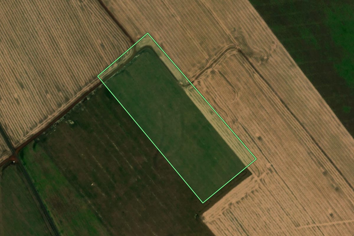 Imagem de satélite do imóvel rural em Tupãssi (PR), com o contorno declarado no CAR desenhado por cima.