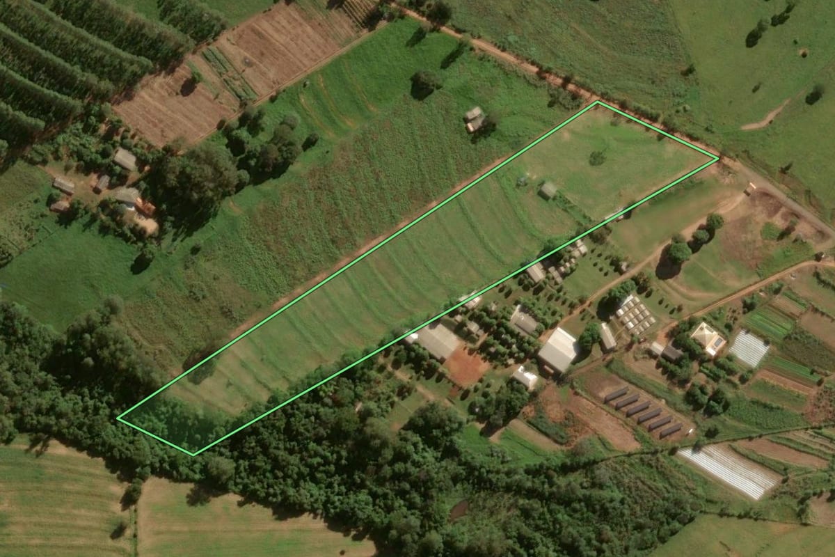 Imagem de satélite do imóvel rural em Umuarama (PR), com o contorno declarado no CAR desenhado por cima.