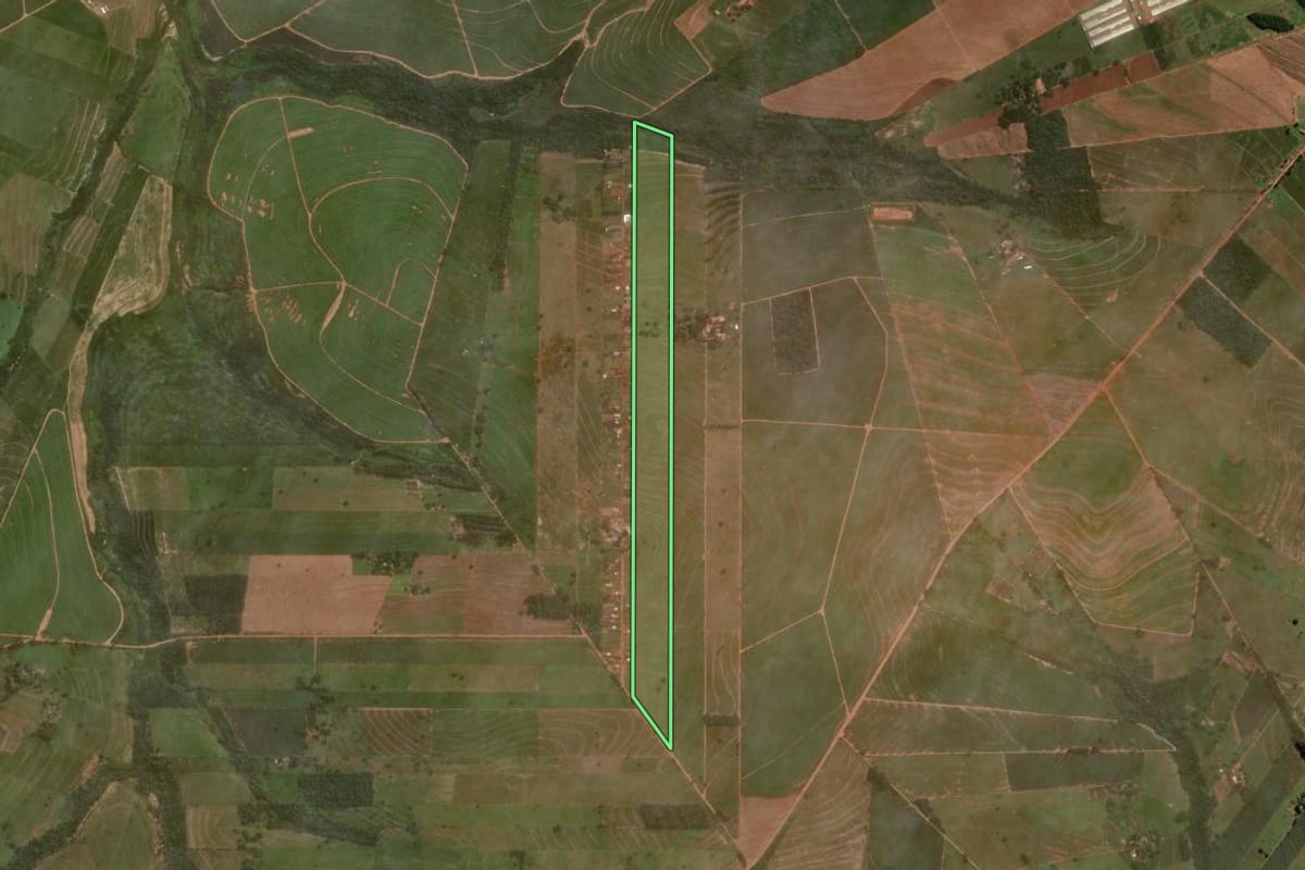 Imagem de satélite do imóvel rural em Umuarama (PR), com o contorno declarado no CAR desenhado por cima.