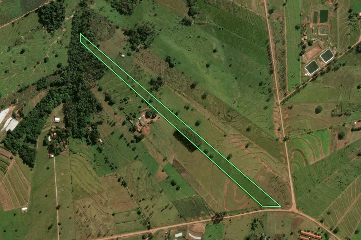 Imagem de satélite do imóvel rural em Umuarama (PR), com o contorno declarado no CAR desenhado por cima.