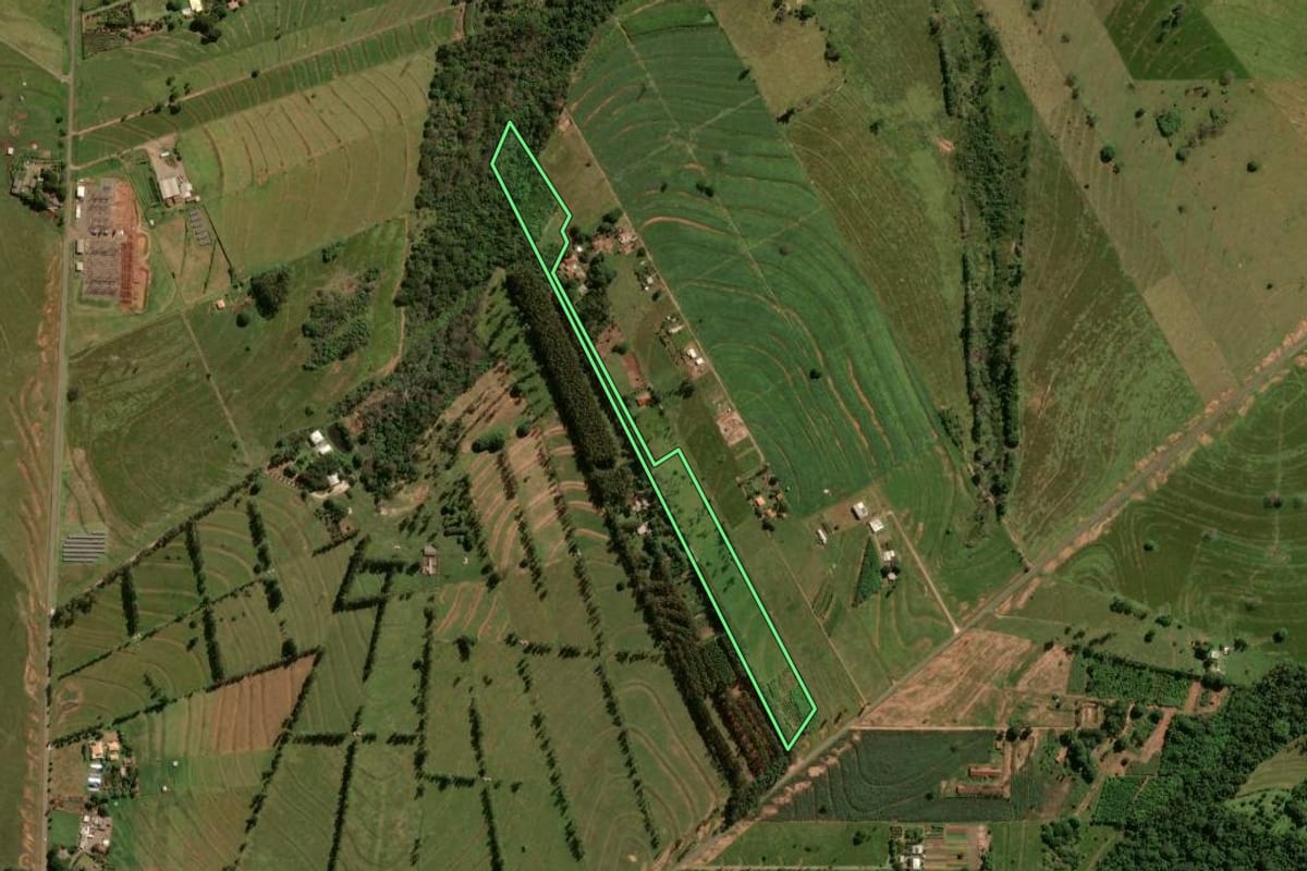 Imagem de satélite do imóvel rural em Umuarama (PR), com o contorno declarado no CAR desenhado por cima.