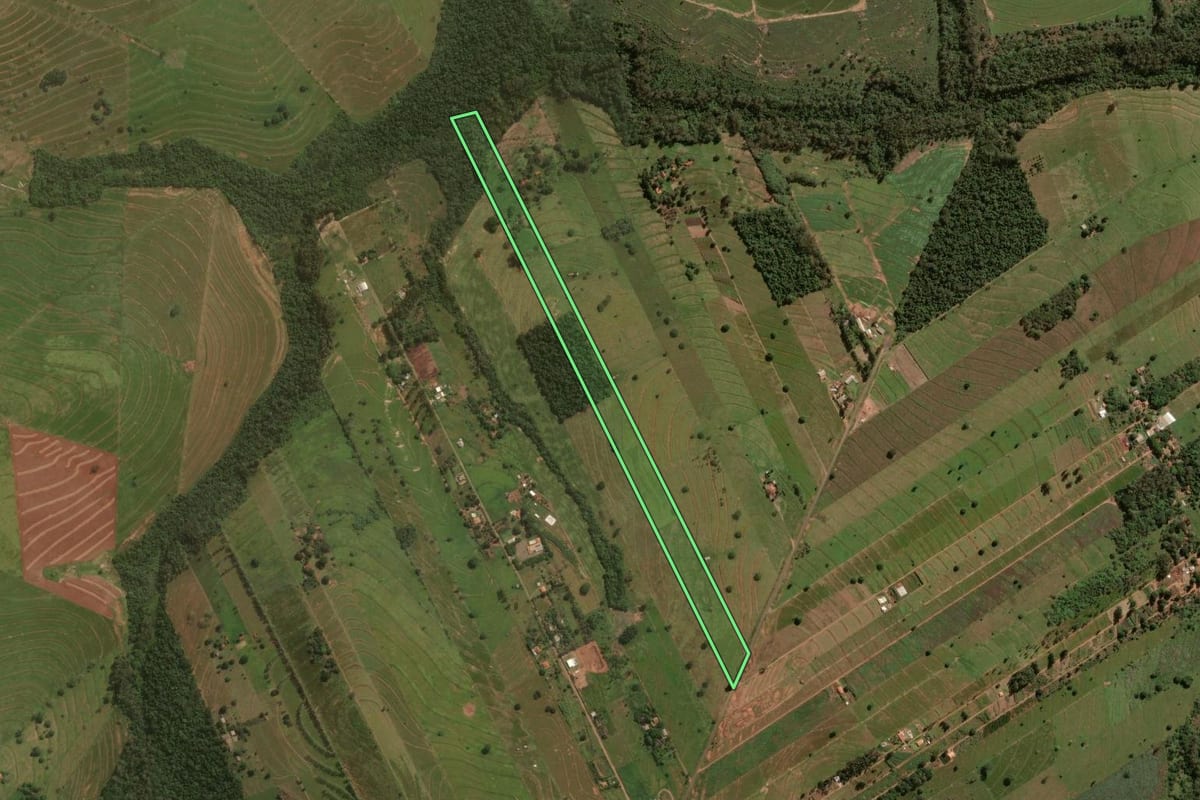 Imagem de satélite do imóvel rural em Umuarama (PR), com o contorno declarado no CAR desenhado por cima.
