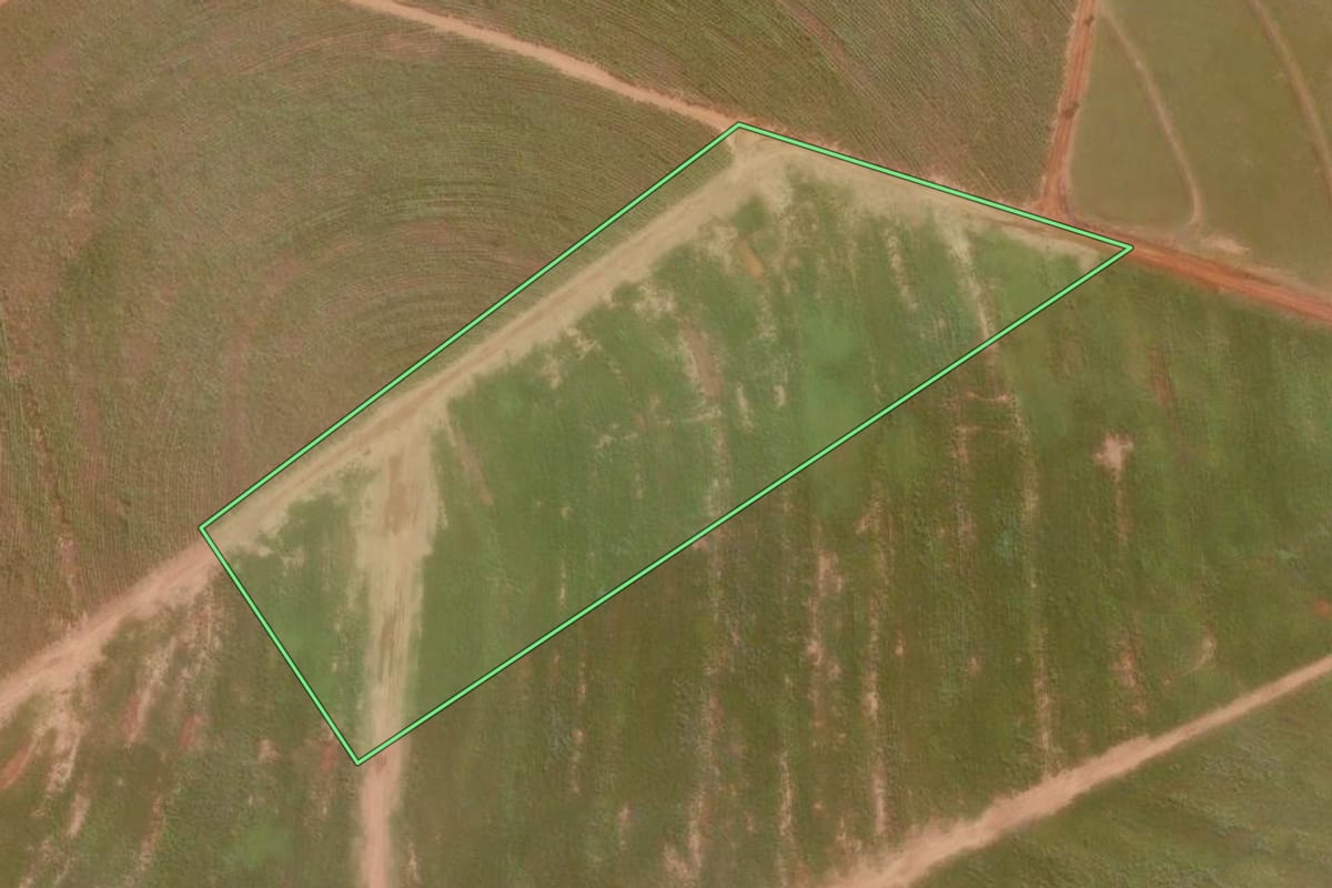 Imagem de satélite do imóvel rural em Umuarama (PR), com o contorno declarado no CAR desenhado por cima.
