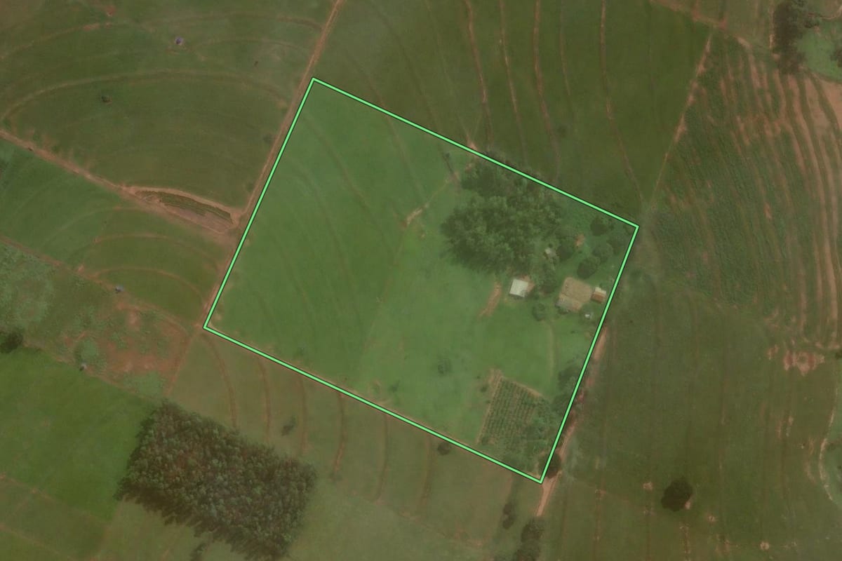 Imagem de satélite do imóvel rural em Umuarama (PR), com o contorno declarado no CAR desenhado por cima.
