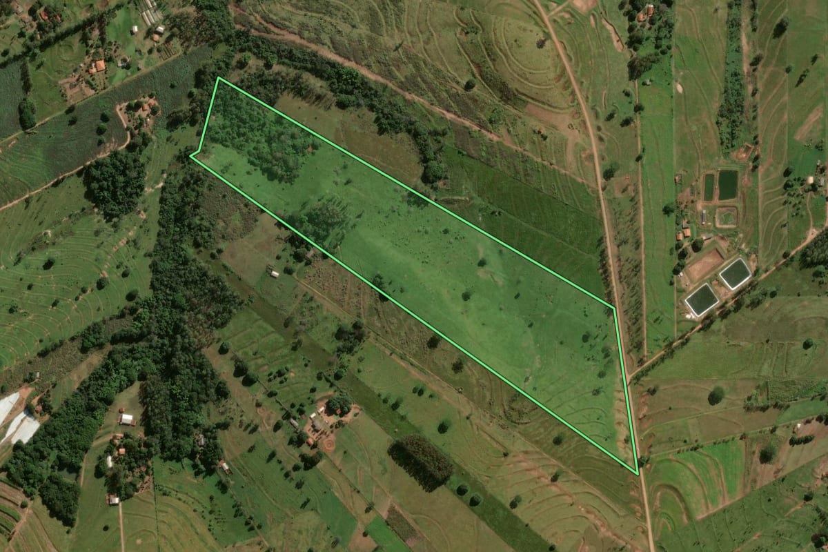 Imagem de satélite do imóvel rural em Umuarama (PR), com o contorno declarado no CAR desenhado por cima.