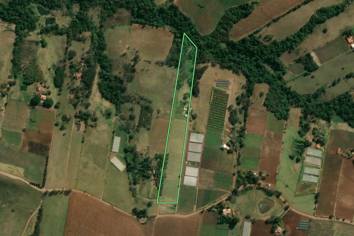 Imagem de satélite do imóvel rural em Uraí (PR), com o contorno declarado no CAR desenhado por cima.