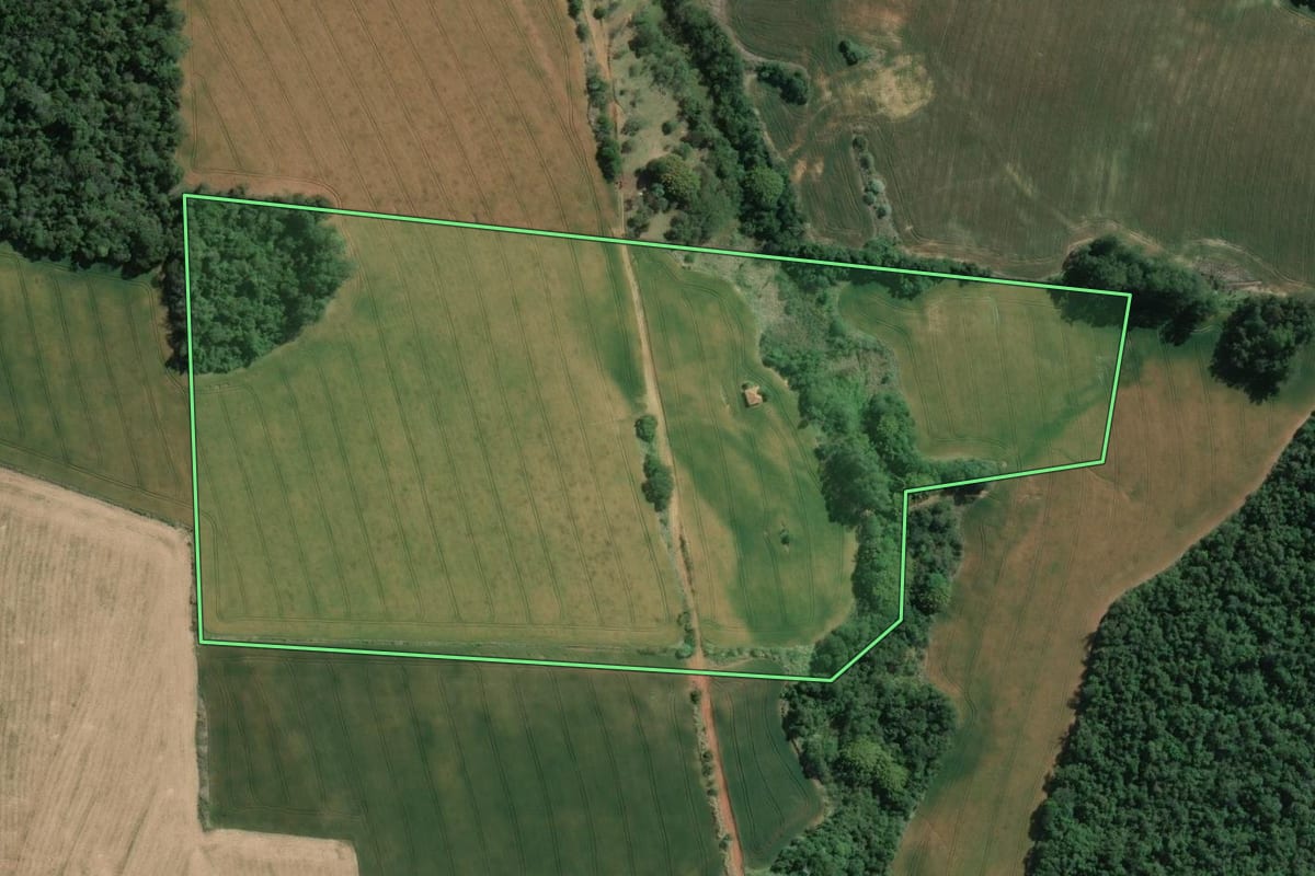 Imagem de satélite do imóvel rural em Wenceslau Braz (PR), com o contorno declarado no CAR desenhado por cima.