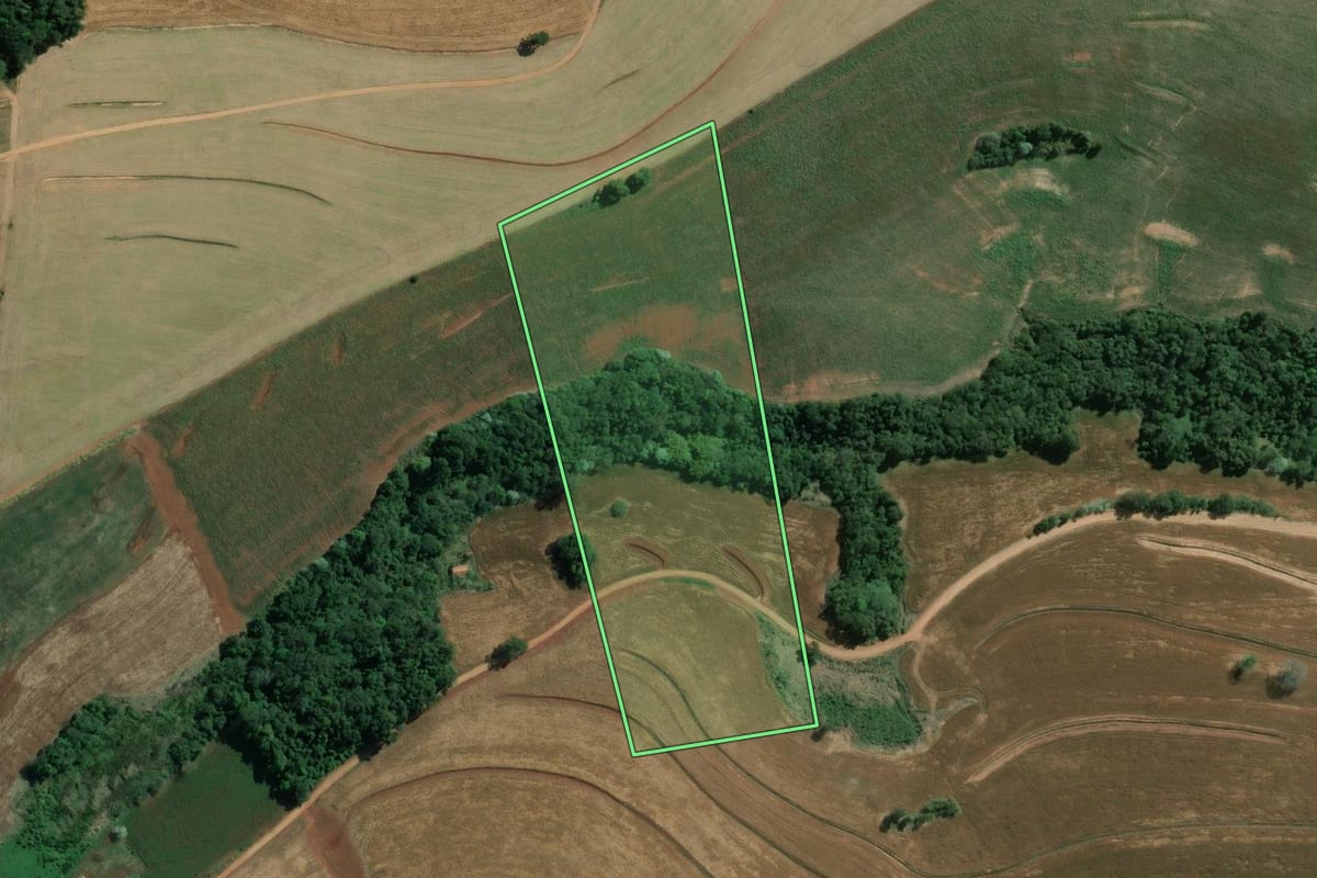 Imagem de satélite do imóvel rural em Wenceslau Braz (PR), com o contorno declarado no CAR desenhado por cima.