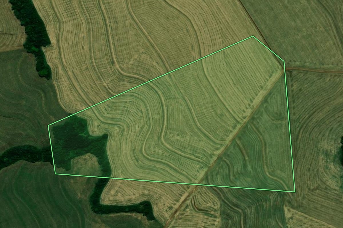 Imagem de satélite do imóvel rural em Vera Cruz do Oeste (PR), com o contorno declarado no CAR desenhado por cima.