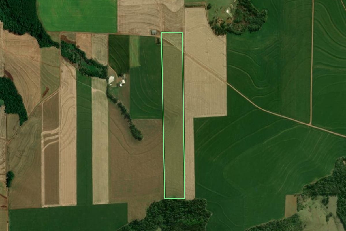 Imagem de satélite do imóvel rural em Vera Cruz do Oeste (PR), com o contorno declarado no CAR desenhado por cima.