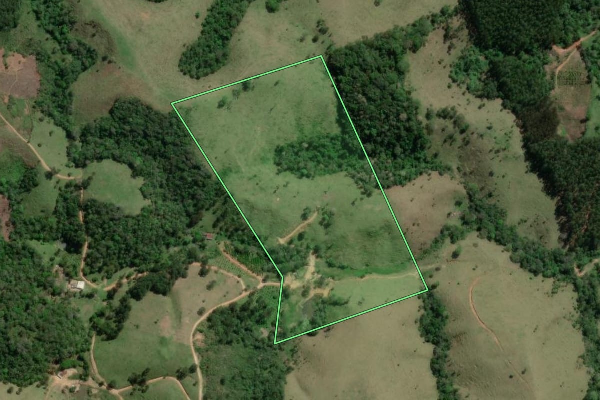 Imagem de satélite do imóvel rural em Doutor Ulysses (PR), com o contorno declarado no CAR desenhado por cima.