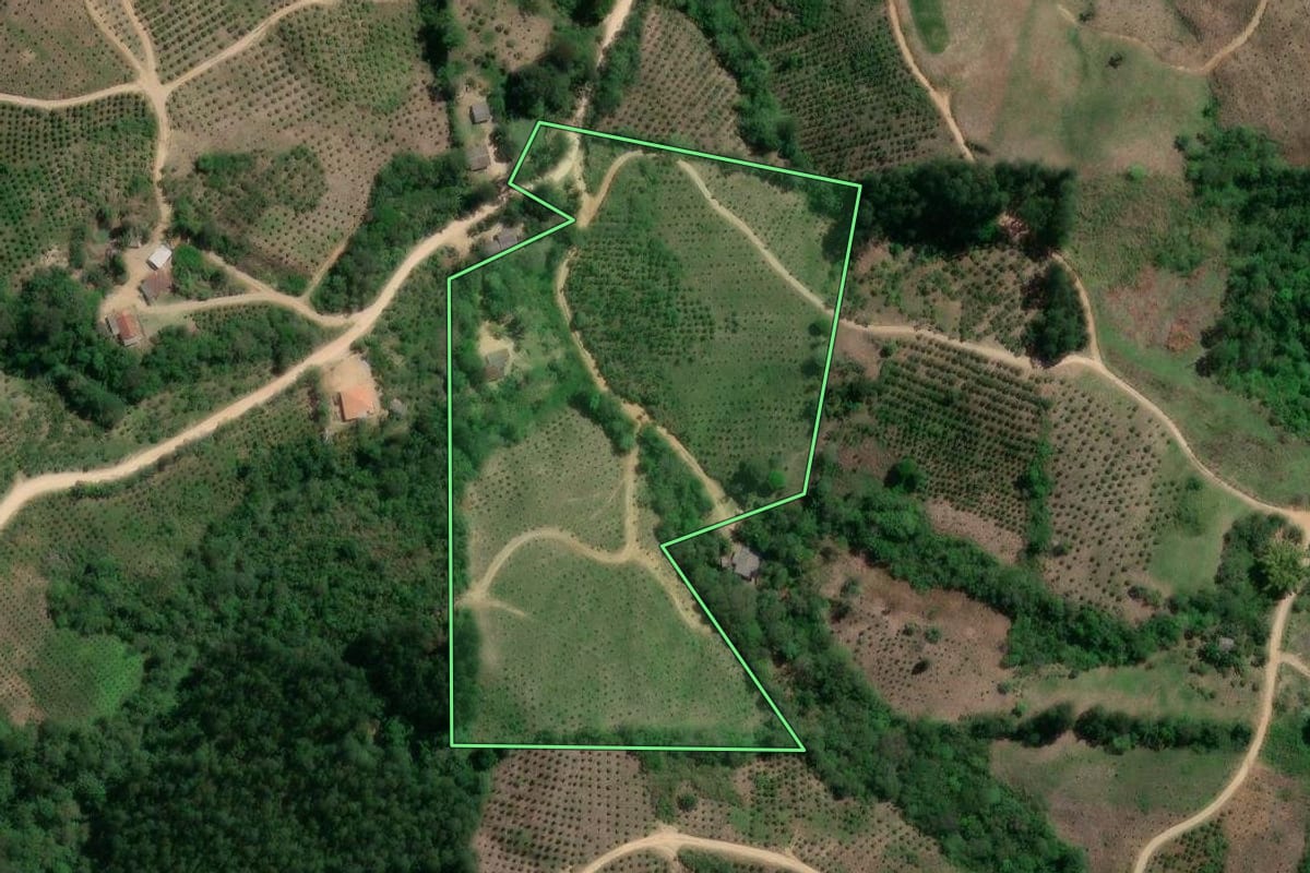 Imagem de satélite do imóvel rural em Doutor Ulysses (PR), com o contorno declarado no CAR desenhado por cima.