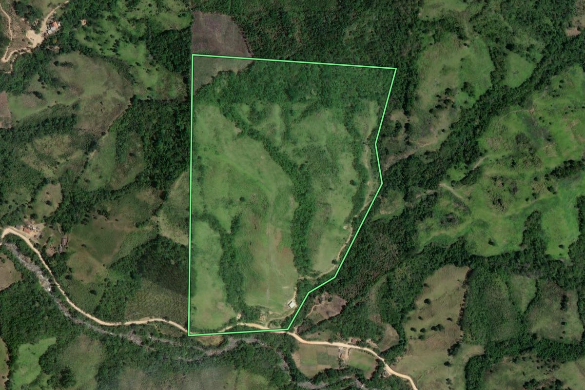 Imagem de satélite do imóvel rural em Doutor Ulysses (PR), com o contorno declarado no CAR desenhado por cima.