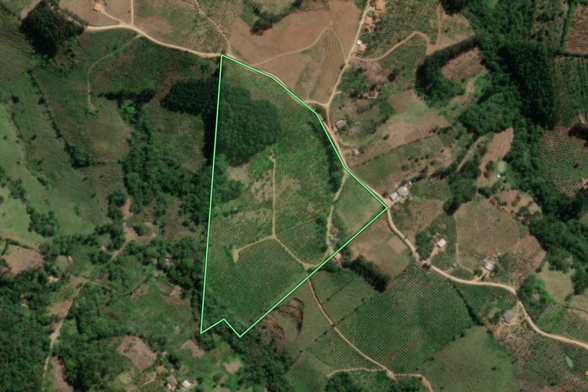 Imagem de satélite do imóvel rural em Doutor Ulysses (PR), com o contorno declarado no CAR desenhado por cima.