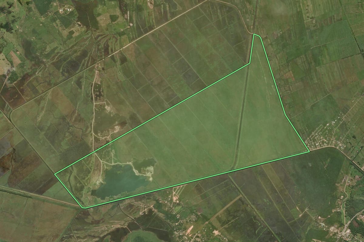 Imagem de satélite do imóvel rural em Cabo Frio (RJ), com o contorno declarado no CAR desenhado por cima.