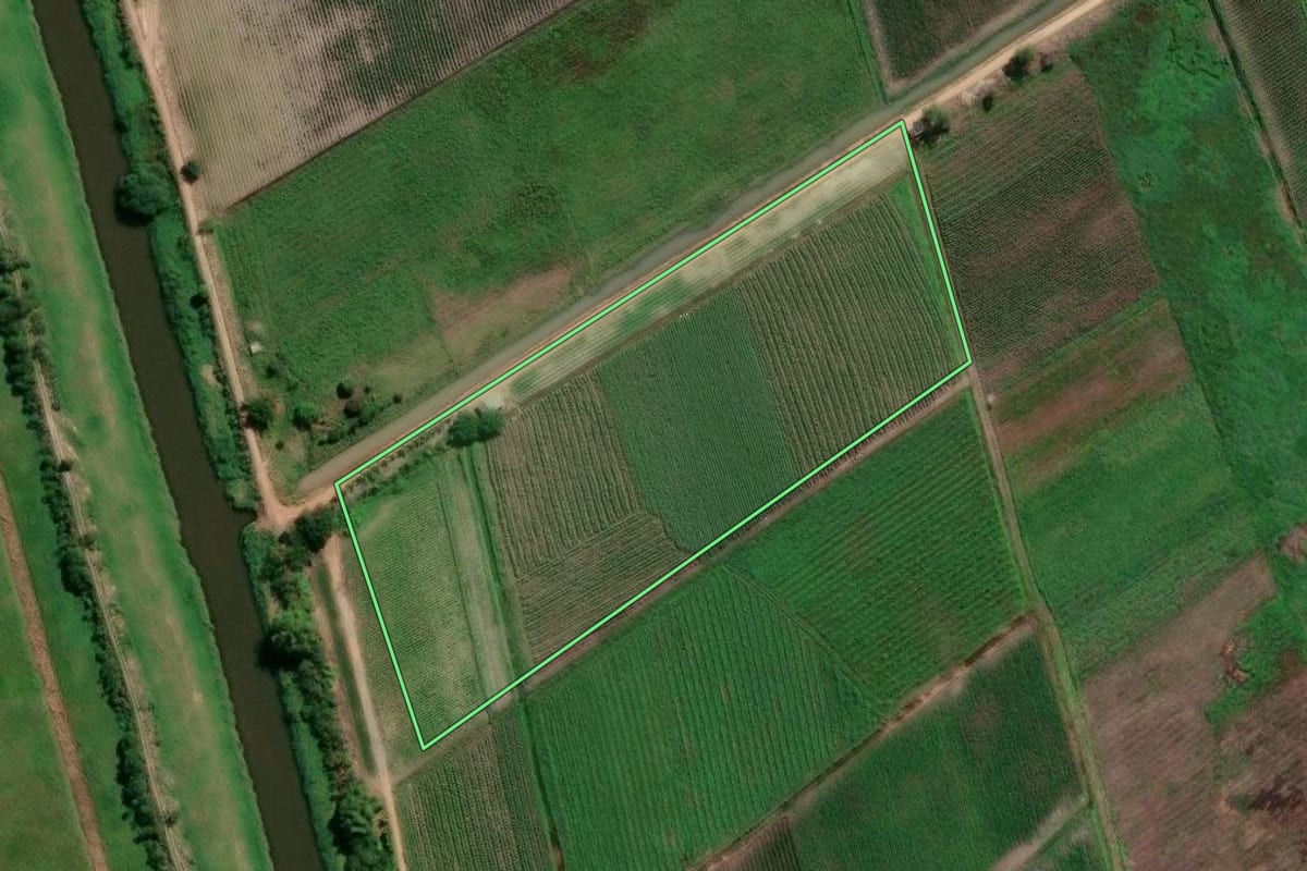 Imagem de satélite do imóvel rural em Cachoeiras de Macacu (RJ), com o contorno declarado no CAR desenhado por cima.
