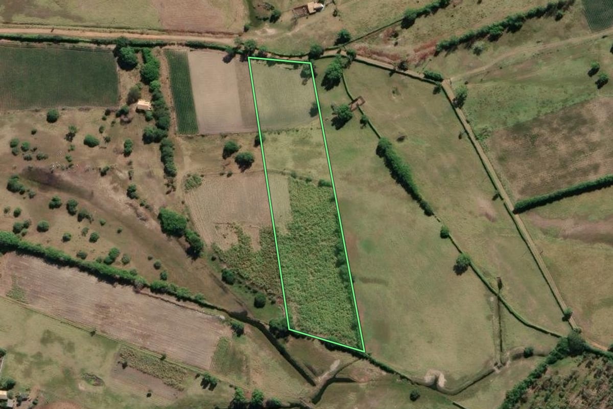 Imagem de satélite do imóvel rural em Campos dos Goytacazes (RJ), com o contorno declarado no CAR desenhado por cima.